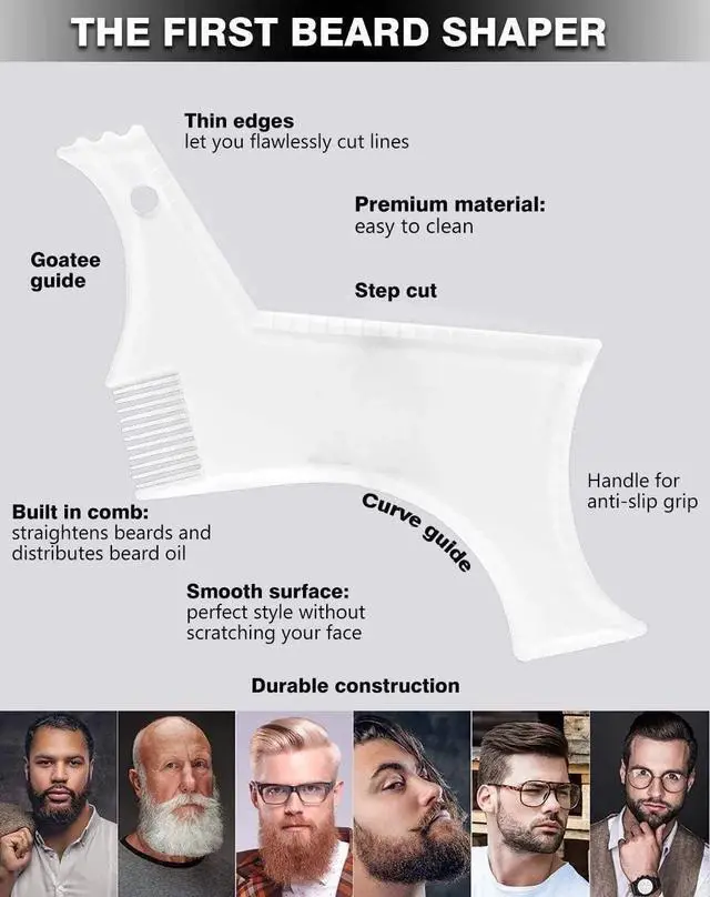 Alt view image 2 of 7 - MIKEBE Beard Shaping & Styling Tool With Comb for Perfect line up & Edging For Men's Jaw Cheek/Neck Line, Symmetric/Curve/Step Cut Works with Any Beard Razor Electric Trimmers or Clippers