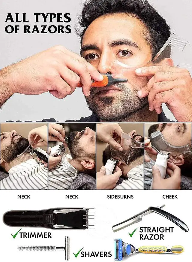 Alt view image 3 of 7 - MIKEBE Beard Shaping & Styling Tool With Comb for Perfect line up & Edging For Men's Jaw Cheek/Neck Line, Symmetric/Curve/Step Cut Works with Any Beard Razor Electric Trimmers or Clippers