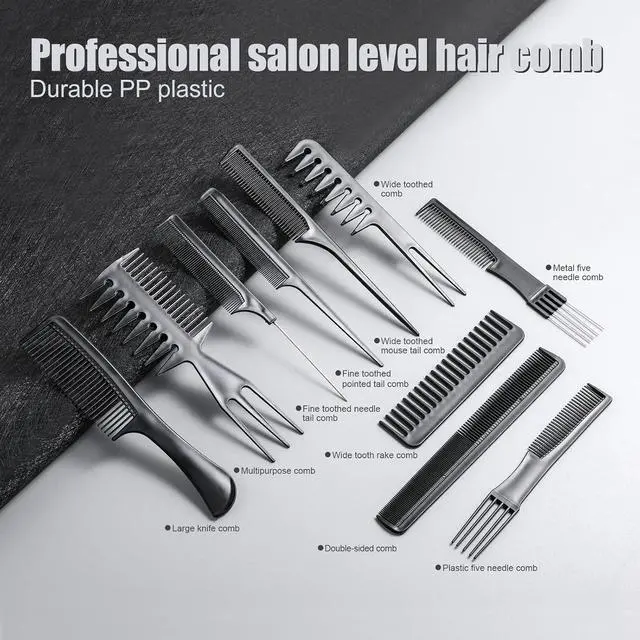 Alt view image 2 of 6 - Oneleaf Styling Hair Comb 10PCS Hair Stylists Professional Styling Comb Set Variety Pack Great for All Hair Types & Styles