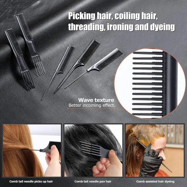 Alt view image 3 of 6 - Oneleaf Styling Hair Comb 10PCS Hair Stylists Professional Styling Comb Set Variety Pack Great for All Hair Types & Styles