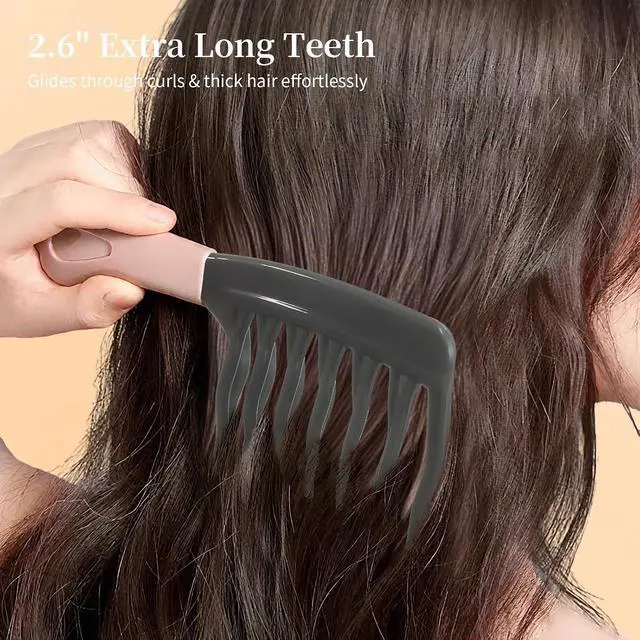 Alt view image 4 of 6 - Wide Tooth Comb for Curls, Detangling Comb with Double Row Wavy Tooth for Curly/Wavy/Thick/Long/Wet & Dry Hair, Detangler Hair Brush Large Tooth Shower Hair Comb for Women Girl Men