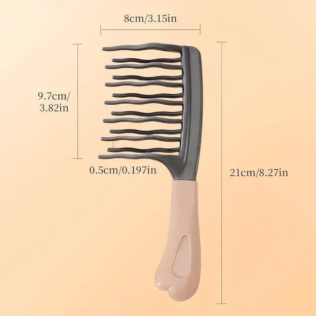 Alt view image 6 of 6 - Wide Tooth Comb for Curls, Detangling Comb with Double Row Wavy Tooth for Curly/Wavy/Thick/Long/Wet & Dry Hair, Detangler Hair Brush Large Tooth Shower Hair Comb for Women Girl Men