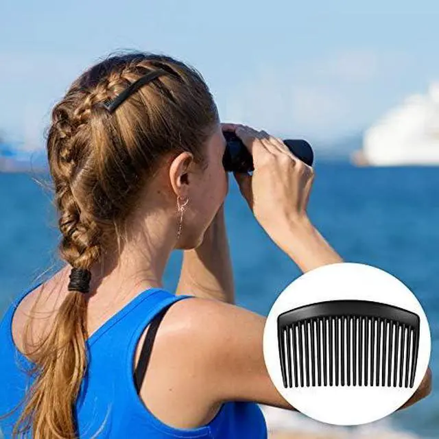 Alt view image 6 of 6 - 24 Pcs French Side Hair Twist Comb Accessories, 11/23 Teeth, Women | Plastic hair comb clips, black brown clear color, decorative secure hold for updo bun styles,wedding veil clip salon