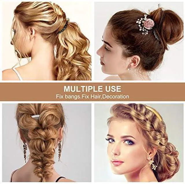Alt view image 4 of 6 - 24 Pcs French Side Hair Twist Comb Accessories, 11/23 Teeth, Women | Plastic hair comb clips, black brown clear color, decorative secure hold for updo bun styles,wedding veil clip salon