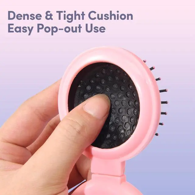 Alt view image 4 of 7 - 9 Pack Mini Hair Brush Foldable Travel Hair Brushes with Mirror Round Portable Folding Pocket Hair Brush Mini Comb Compact Travel Size Massage Comb for Men Women