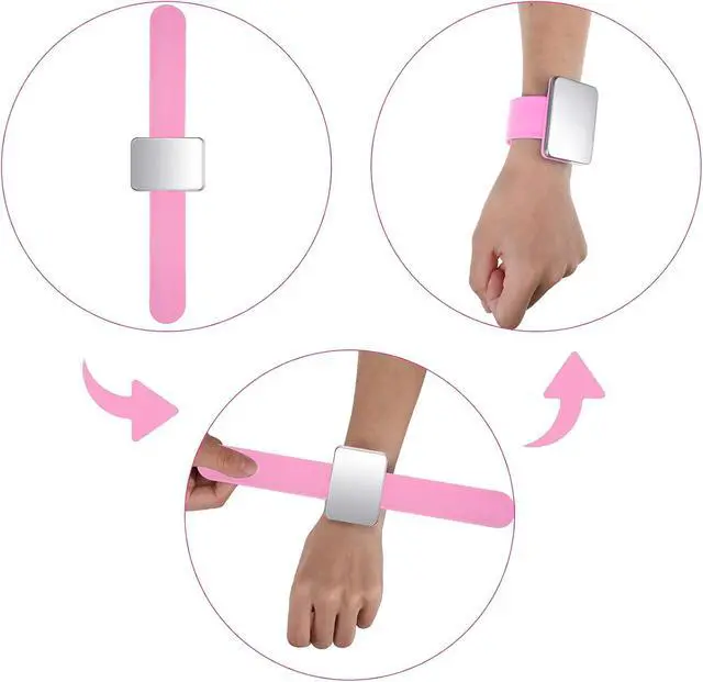 Alt view image 3 of 7 - Geiserailie 10 Pcs Magnetic Gel Wrist Styling Tool Set,Pink Wrist Strap | Silicone Band Holder for Braiders, 3 Rat Tail Combs 6 Clips Included, Hands-free Storage for Stylists, Salon Hair Tools