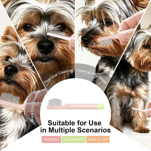 Alt view image 4 of 7 - Pet Eye Comb for Small Dogs Cats Hamsters, Puppy Essentials, Pink | Tear Stain Remover Grooming Brush , Gentle Face Paw Coat Cleaning , Fit for Yorkie Shih Tzu Maltese Teddy Mini Poodle