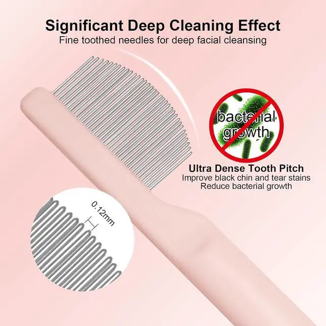 Alt view image 6 of 7 - Pet Eye Comb for Small Dogs Cats Hamsters, Puppy Essentials, Pink | Tear Stain Remover Grooming Brush , Gentle Face Paw Coat Cleaning , Fit for Yorkie Shih Tzu Maltese Teddy Mini Poodle