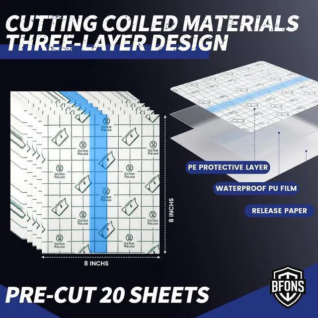 Alt view image 4 of 7 - BFONS 20 Sheets Pre-Cut 8 in x 8 in Tattoo Aftercare Waterproof Bandages Tattoo Cover Up Tape, Tattoo Supplies Second Skin Transparent Film Wound Healing Protective Clear Sterile and Safe Bandages