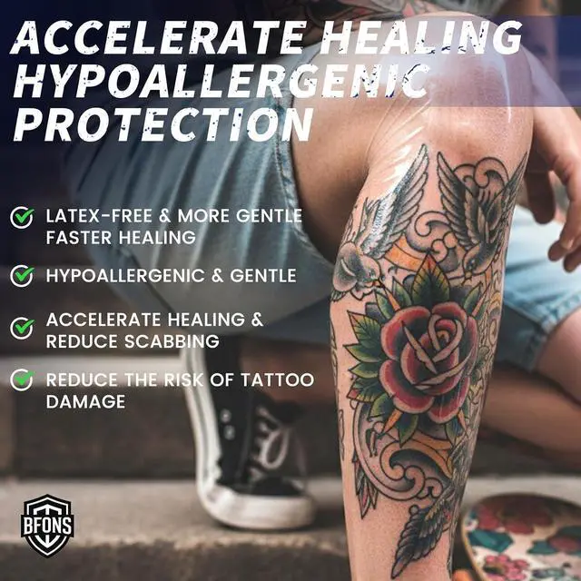 Alt view image 5 of 7 - BFONS 20 Sheets Pre-Cut 8 in x 8 in Tattoo Aftercare Waterproof Bandages Tattoo Cover Up Tape, Tattoo Supplies Second Skin Transparent Film Wound Healing Protective Clear Sterile and Safe Bandages
