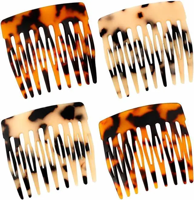 Main image of 4 Pcs French Hair Side Combs Twist Combs Small Combs for Styling Decorative French Hair Comb for Women Bun Chignon Up-Do Styling Girls Hair Accessories