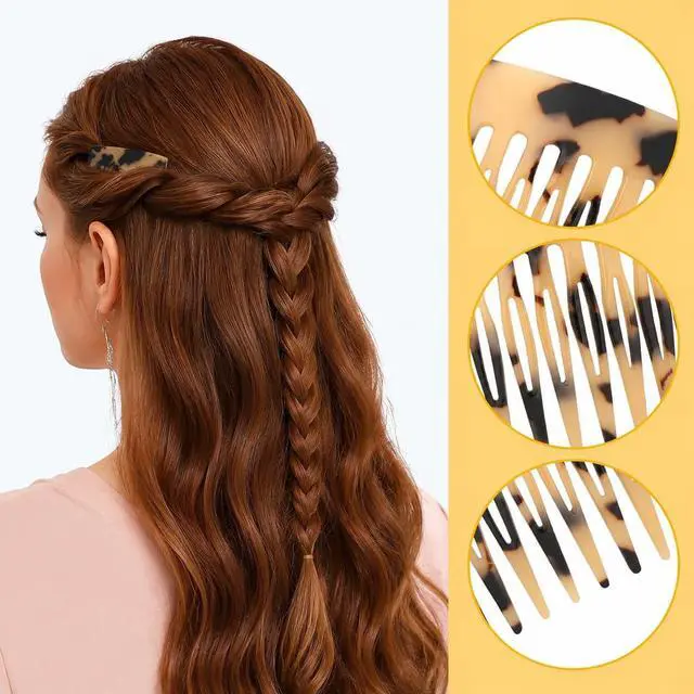 Alt view image 3 of 7 - 4 Pcs French Hair Side Combs Twist Combs Small Combs for Styling Decorative French Hair Comb for Women Bun Chignon Up-Do Styling Girls Hair Accessories