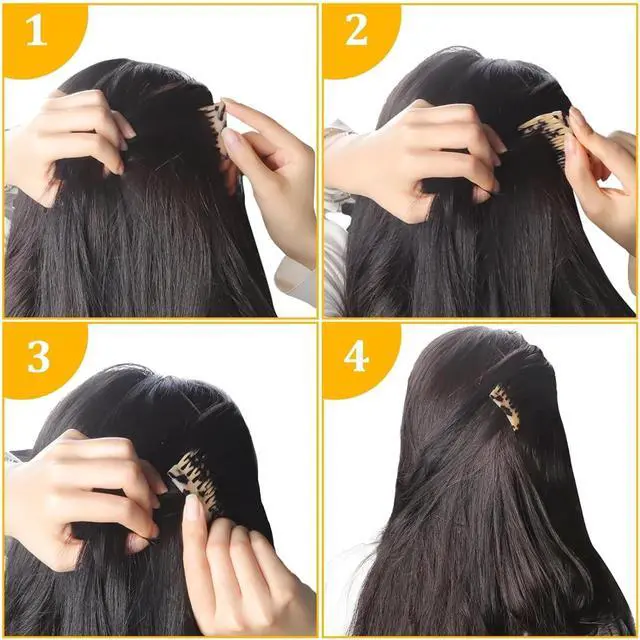Alt view image 6 of 7 - 4 Pcs French Hair Side Combs Twist Combs Small Combs for Styling Decorative French Hair Comb for Women Bun Chignon Up-Do Styling Girls Hair Accessories