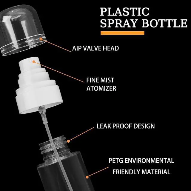 Alt view image 3 of 6 - 2 Pack 2oz/60ml Spray Bottles with Fine Mist for Hair and Face, Travel Spray Bottles for Perfume, Liquid Cosmetics and Essential Oils Decanting