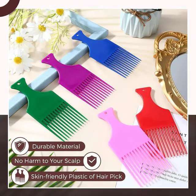 Alt view image 4 of 7 - Nuogo 24 Pcs Hair Pick Wide Tooth Lift Plastic Afro Pick,Multi Colors | Hair Pick for Women Men, Lift Comb for Detangling Styling, Smooth Hair Pick Comb for Curly Hair, Thick Volume Wig Beard Gift