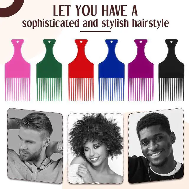 Alt view image 5 of 7 - Nuogo 24 Pcs Hair Pick Wide Tooth Lift Plastic Afro Pick,Multi Colors | Hair Pick for Women Men, Lift Comb for Detangling Styling, Smooth Hair Pick Comb for Curly Hair, Thick Volume Wig Beard Gift