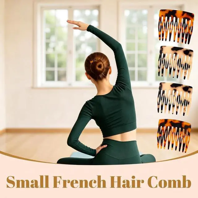 Alt view image 5 of 7 - 4 Pcs French Hair Side Combs Twist Combs Small Combs for Styling Decorative French Hair Comb for Women Bun Chignon Up-Do Styling Girls Hair Accessories