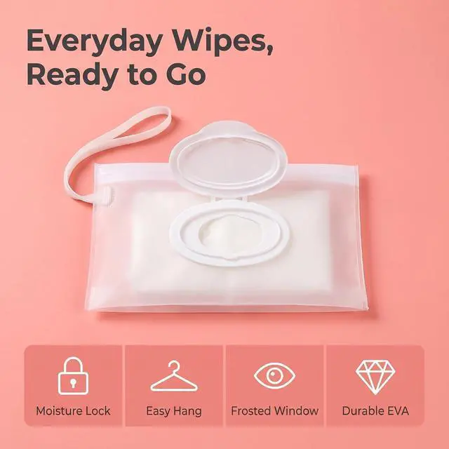 Alt view image 4 of 7 - 2Pcs Baby Wipe Case Travel Holder Keeps Wipes Moist Set of Wet Diaper Wipes Holders Cases Portable Travel On The Go Refillable Dispenser Container Waterproof Wipe Container with Sealed Diapering