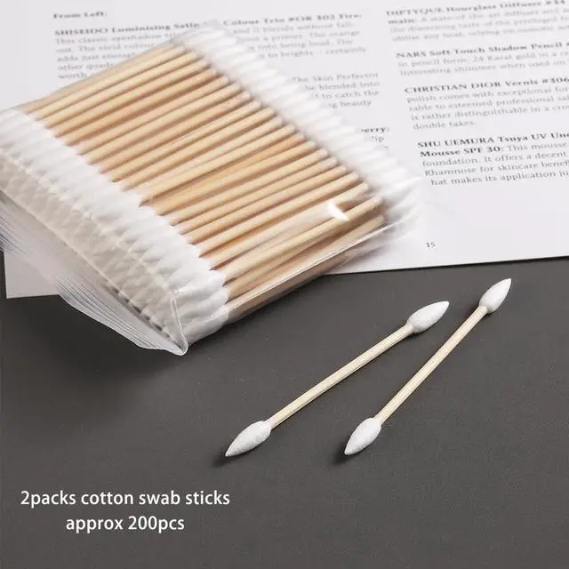 Alt view image 2 of 7 - Fcozpjk Pointed Tip Cotton Swabs Precision Tip Cotton Swab with Wood Sticks | 200PCS Double Sided Cotton Buds for Makeup Personal Care Nail Polish Clean Up Tool Nail Polish Corrector Swabs