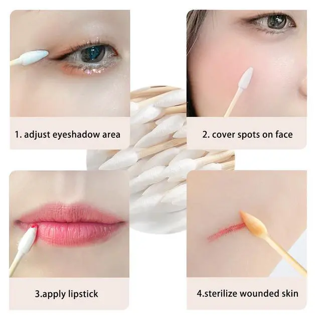 Alt view image 6 of 7 - Fcozpjk Pointed Tip Cotton Swabs Precision Tip Cotton Swab with Wood Sticks | 200PCS Double Sided Cotton Buds for Makeup Personal Care Nail Polish Clean Up Tool Nail Polish Corrector Swabs