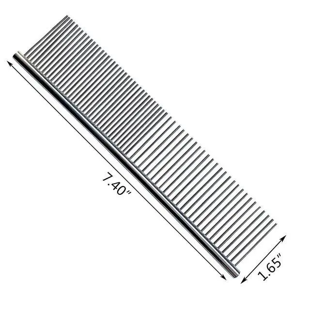 Alt view image 6 of 7 - Stainless Steel Pet Grooming Comb with Rounded Ends - Professional Tool for Long and Short-Haired Dogs, Cats and Greyhounds