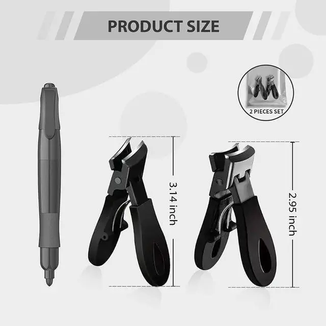 Alt view image 2 of 7 - 2Pcs Ingrown Toenail Treatment Kit with Wide Jaw Nail Clippers - Heavy Duty Angled Cutters for Thick Toenails & Seniors, Professional Stainless Steel Tools