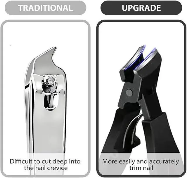 Alt view image 5 of 7 - 2Pcs Ingrown Toenail Treatment Kit with Wide Jaw Nail Clippers - Heavy Duty Angled Cutters for Thick Toenails & Seniors, Professional Stainless Steel Tools