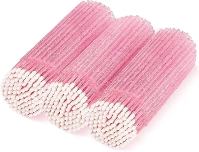 Main image of 300 Count Micro Applicator Brush, Crystal Pink Micro Swabs, Disposable Eye Lashes Mascara Wands for Eyelash Extension