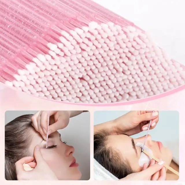 Alt view image 6 of 7 - 300 Count Micro Applicator Brush, Crystal Pink Micro Swabs, Disposable Eye Lashes Mascara Wands for Eyelash Extension
