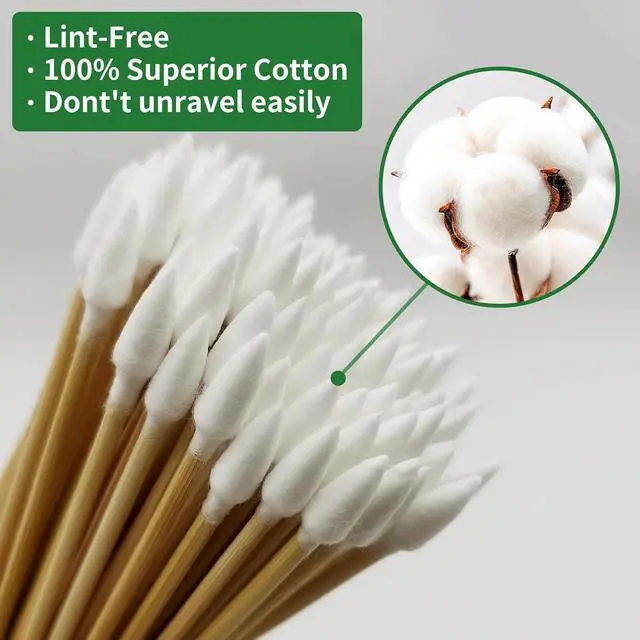 Alt view image 3 of 6 - 200PCS Pointed Swabs - 6 inch Long Cotton Swab - Cotton Buds with Strong Bamboo Sticks - Biodegradable Organic Cotton Tip Applicators for Cleaning, Makeup, Pets Care
