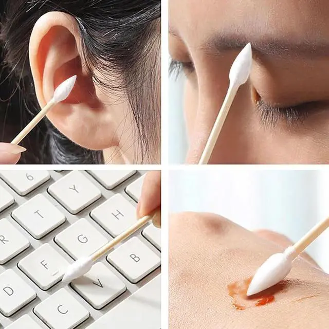 Alt view image 6 of 6 - 200PCS Pointed Swabs - 6 inch Long Cotton Swab - Cotton Buds with Strong Bamboo Sticks - Biodegradable Organic Cotton Tip Applicators for Cleaning, Makeup, Pets Care