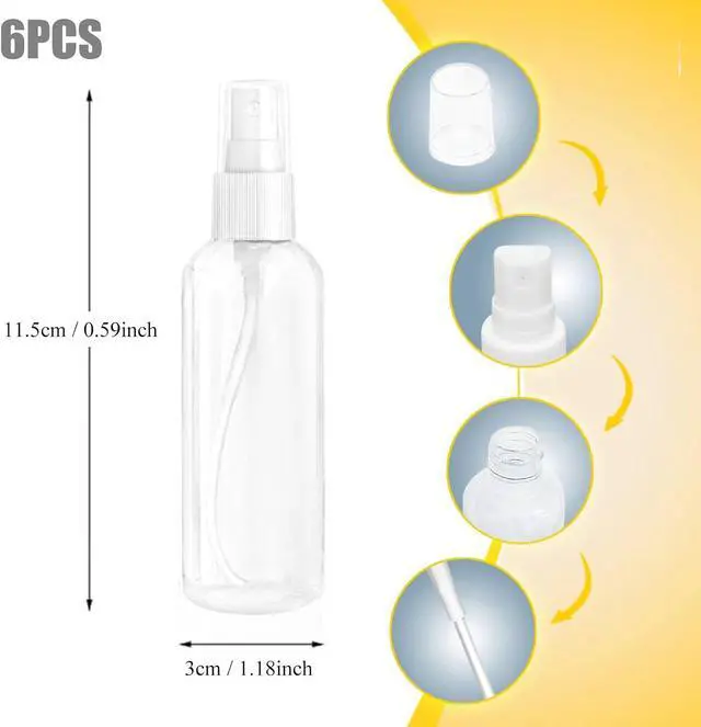 Alt view image 2 of 7 - MUUZLL Spray Bottles 6 pcs, Refillable Cosmetic Spray Bottles, Small Refillable Liquid Containers, 2oz/50ml Clear Empty Fine Mist Plastic Mini Travel Bottle