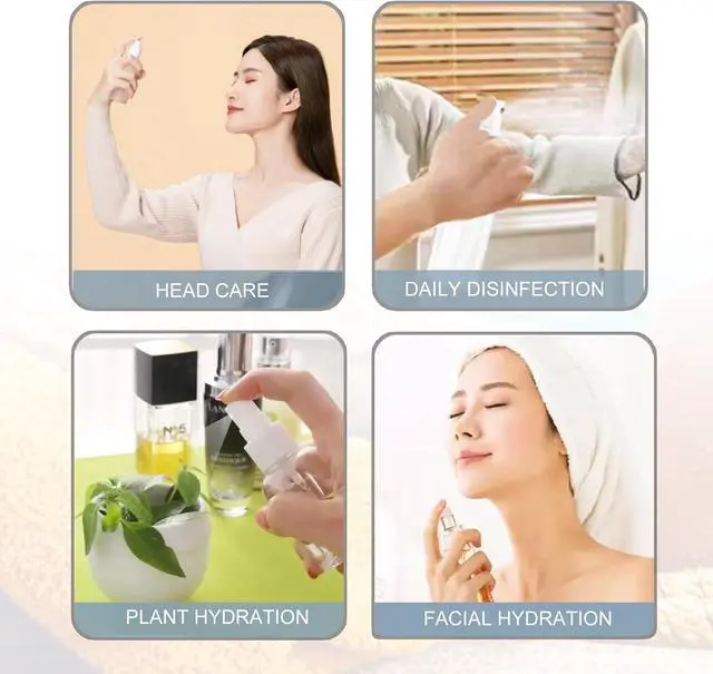 Alt view image 3 of 7 - MUUZLL Spray Bottles 6 pcs, Refillable Cosmetic Spray Bottles, Small Refillable Liquid Containers, 2oz/50ml Clear Empty Fine Mist Plastic Mini Travel Bottle