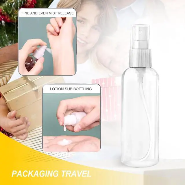 Alt view image 4 of 7 - MUUZLL Spray Bottles 6 pcs, Refillable Cosmetic Spray Bottles, Small Refillable Liquid Containers, 2oz/50ml Clear Empty Fine Mist Plastic Mini Travel Bottle