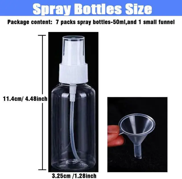 Alt view image 2 of 7 - 7Packs 50ml Spray Bottle,Travel Spray Bottles,Clear Empty Refillable Plastic Bottles,Mini Spray Bottle Small Spray Bottles Transparent Plastic Empty Refillable Holiday Travel Bottle