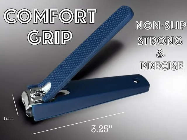 Alt view image 5 of 7 - 1 Comfort Hold Navy Large Nail Clippers Non-Slip Sure Grip Clipping Removable Catcher Toenails Fingernails Cutter Ultra Sharp Trimmer Stainless Steel Men Women Arthritis Unsteady Hands
