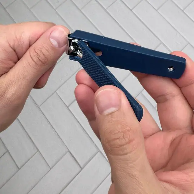 Alt view image 6 of 7 - 1 Comfort Hold Navy Large Nail Clippers Non-Slip Sure Grip Clipping Removable Catcher Toenails Fingernails Cutter Ultra Sharp Trimmer Stainless Steel Men Women Arthritis Unsteady Hands