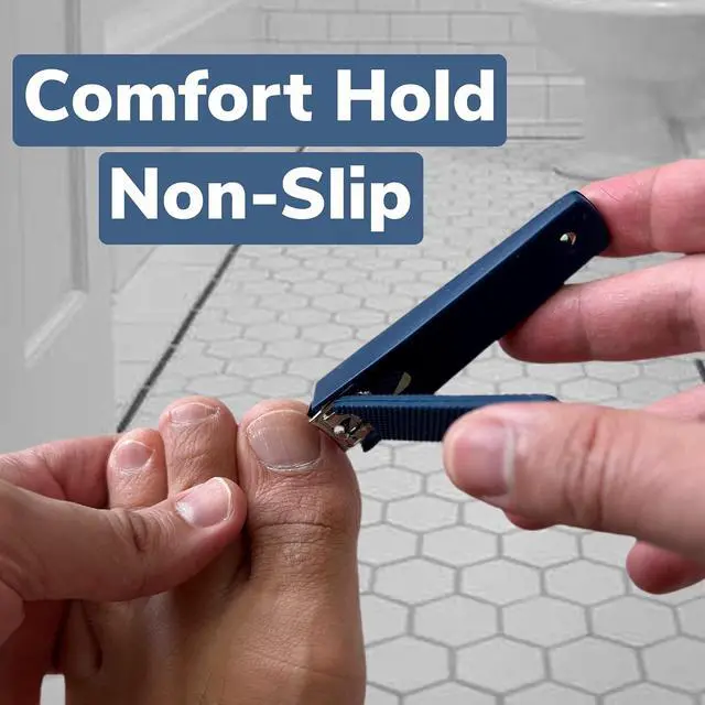 Alt view image 7 of 7 - 1 Comfort Hold Navy Large Nail Clippers Non-Slip Sure Grip Clipping Removable Catcher Toenails Fingernails Cutter Ultra Sharp Trimmer Stainless Steel Men Women Arthritis Unsteady Hands