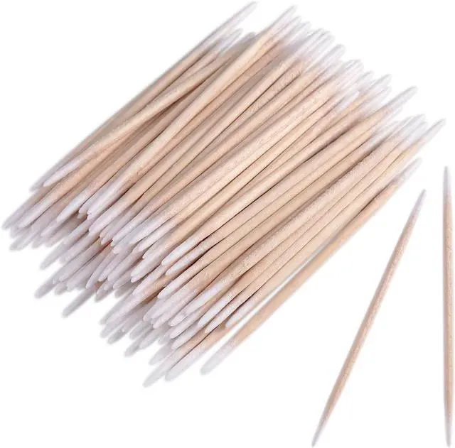 Main image of 200pcs Double-head Pointed Tip Cotton Swabs with Wooden Sticks | White Precision Microblading Cotton Swabs Nail Polish Remover Pen Touch Up Disposable Applicators Beauty Tools for Nails