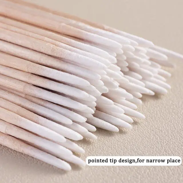Alt view image 3 of 7 - 200pcs Double-head Pointed Tip Cotton Swabs with Wooden Sticks | White Precision Microblading Cotton Swabs Nail Polish Remover Pen Touch Up Disposable Applicators Beauty Tools for Nails