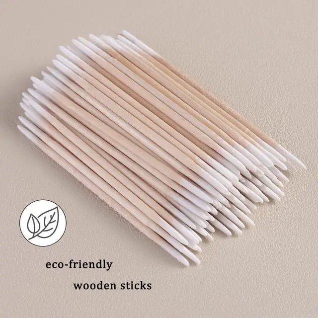 Alt view image 4 of 7 - 200pcs Double-head Pointed Tip Cotton Swabs with Wooden Sticks | White Precision Microblading Cotton Swabs Nail Polish Remover Pen Touch Up Disposable Applicators Beauty Tools for Nails