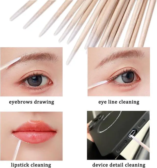 Alt view image 7 of 7 - 200pcs Double-head Pointed Tip Cotton Swabs with Wooden Sticks | White Precision Microblading Cotton Swabs Nail Polish Remover Pen Touch Up Disposable Applicators Beauty Tools for Nails