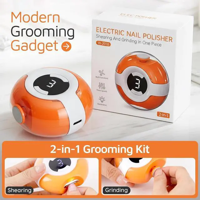 Alt view image 3 of 7 - Electric Nail Clipper for Adults & Kids Rechargeable Automatic Nail Trimmer with Built-in File & LED Light, Safe & Easy Nail Care for Fingernails & Light Trimming (Orange)