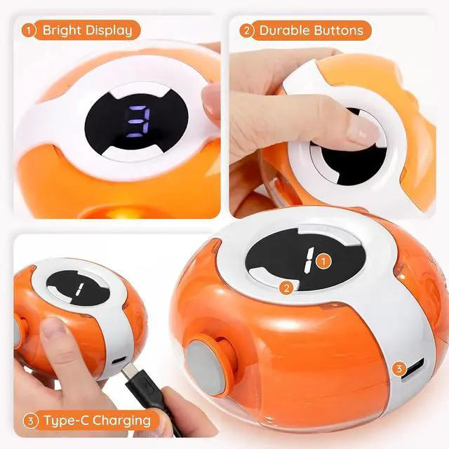 Alt view image 6 of 7 - Electric Nail Clipper for Adults & Kids Rechargeable Automatic Nail Trimmer with Built-in File & LED Light, Safe & Easy Nail Care for Fingernails & Light Trimming (Orange)