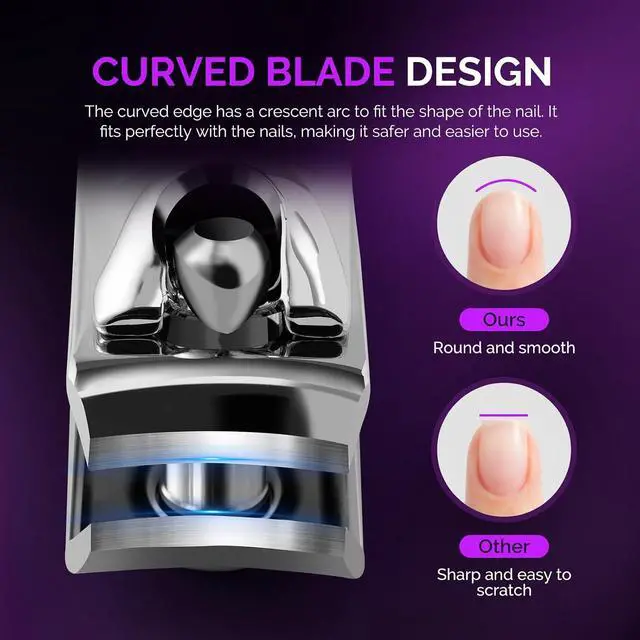Alt view image 4 of 7 - MelodySusie Nail Clippers Set, 2 in 1 Toenail Clippers Nail Clippers for Women, Ultra Sharp Stainless Steel Fingernail Nail Clippers for Men, Nail Cutter, Gifts for Women Men, Purple