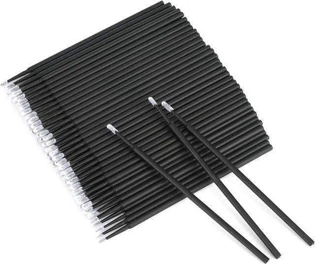 Main image of G2PLUS Micro Swabs, Disposable Micro Applicator Brushes and Swabs 100PCS | Black Cotton Tips for Makeup Correction, Eyeliner Detailing, Nail Art Cleanup, Brow Tinting, Lash Extension Prep and Pro Use