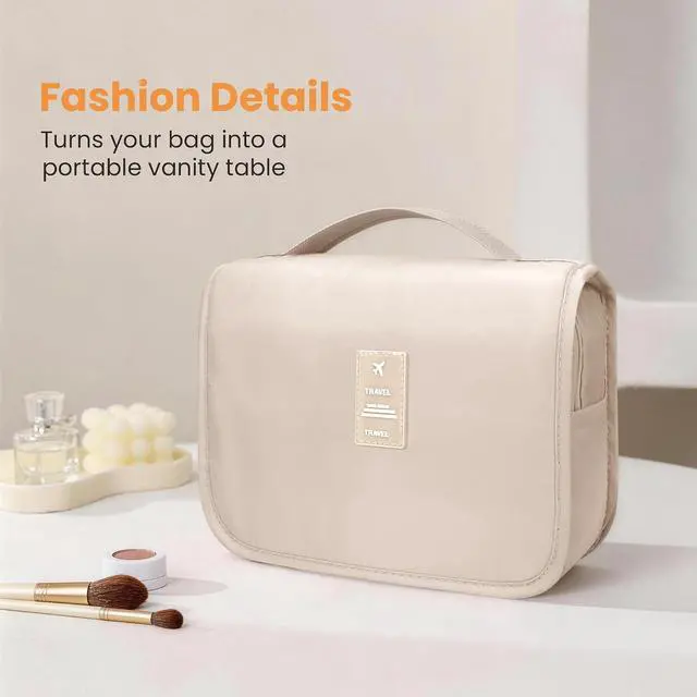 Alt view image 4 of 7 - Portable Hanging Toiletry Bag for Travel, Small Multifunctional Makeup Cosmetic Bag for Women, Waterproof Travel Toiletries Organizer, Shower Bathroom Pouch with Hook for Gym, Business Trips
