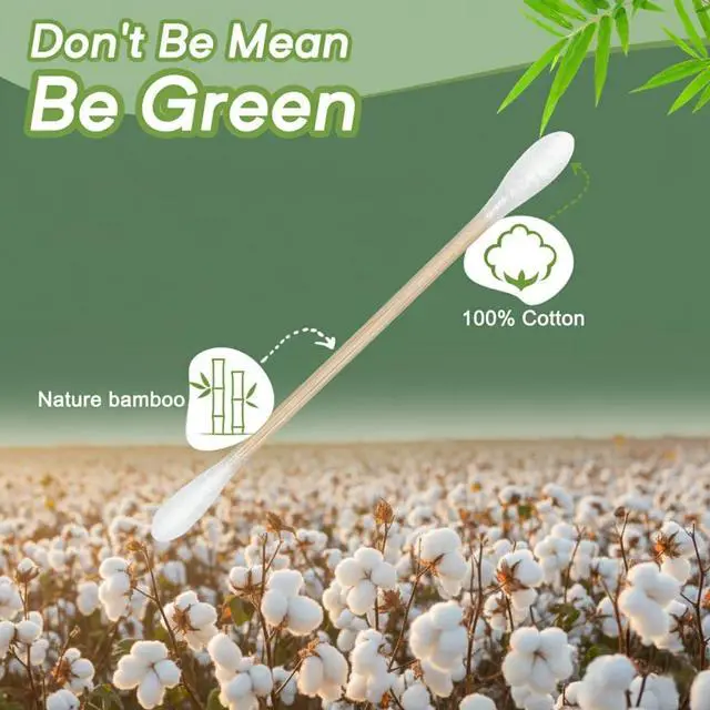 Alt view image 3 of 7 - 200 Count Natural Bamboo Cotton Tips, Organic Biodegradable Swab | Soft Cotton Tips and Sturdy Bamboo Sticks for Makeup Touch-Ups, Skincare, Nail Cleanup, Beauty Details and Travel