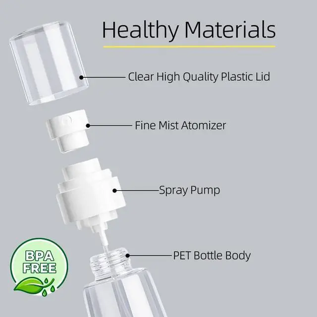 Alt view image 3 of 7 - 3 Pack Mini Spray Bottles 2oz / 60ml, Fine Mist Water Spray Bottle Leak Proof, Refillable Travel Bottles for Toner, Cosmetics & Hair Care