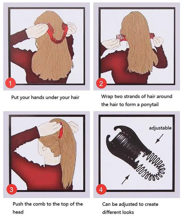 Alt view image 3 of 7 - Interlocking Banana Combs Stretch Flexible Hair Combs Clips Flexible Ponytail Hair Clincher Hair Accessories for Women and Girls 2 Pcs Brown and Black